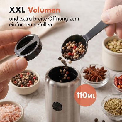 Elektrisches Salz- und Pfeffermühlen-Set, Edelstahl