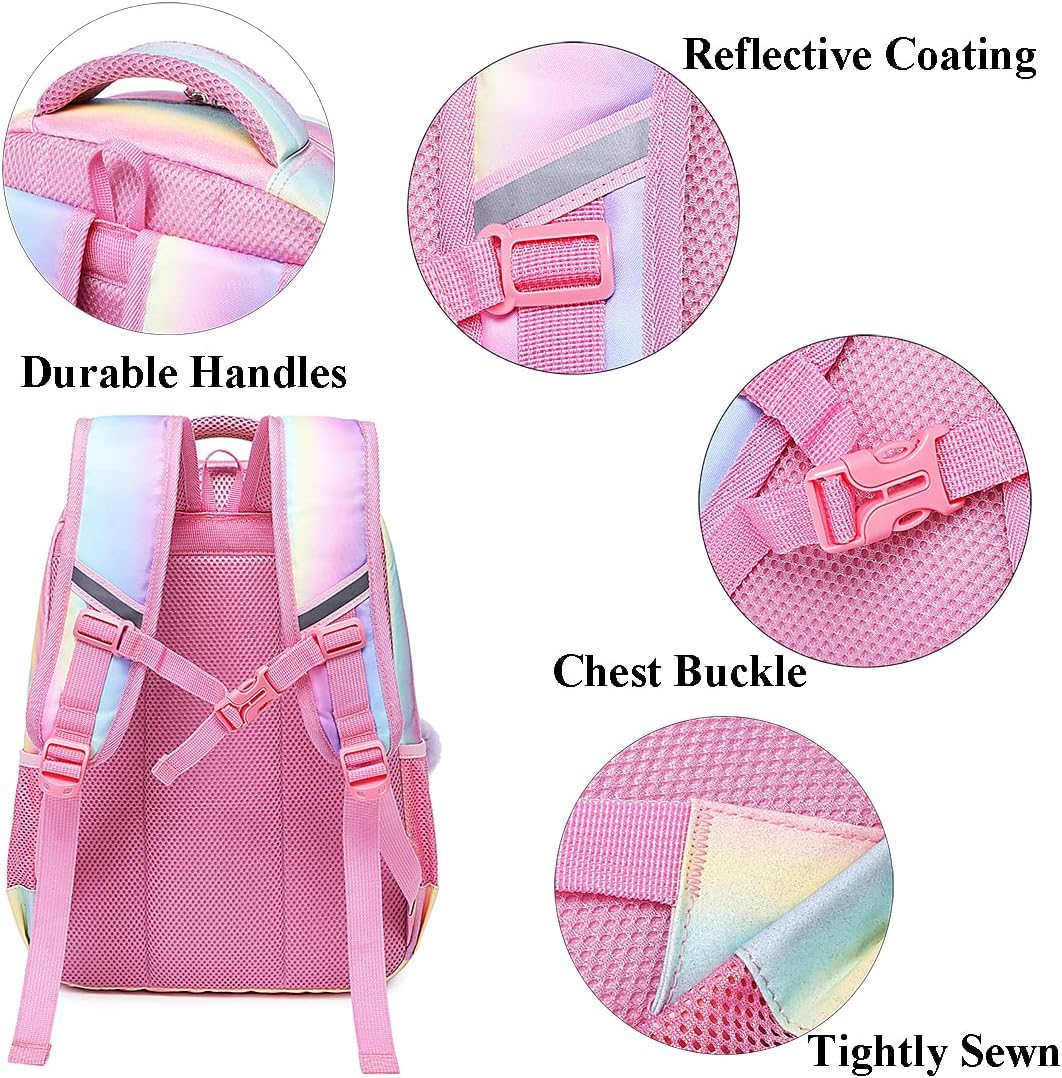 Glitzer Schulrucksack-Set, Regenbogen Gradient