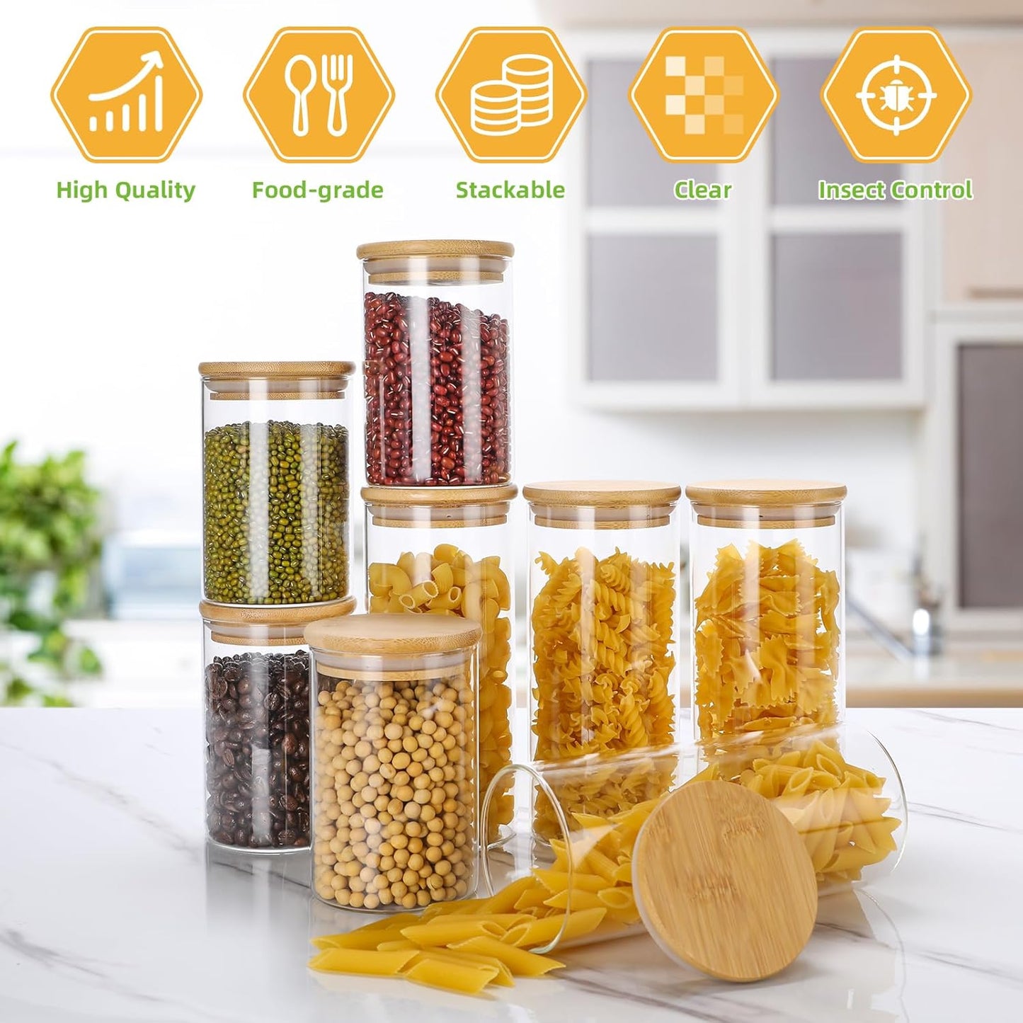 8-teiliges Vorratsgläser-Set, 8 Pack - A
