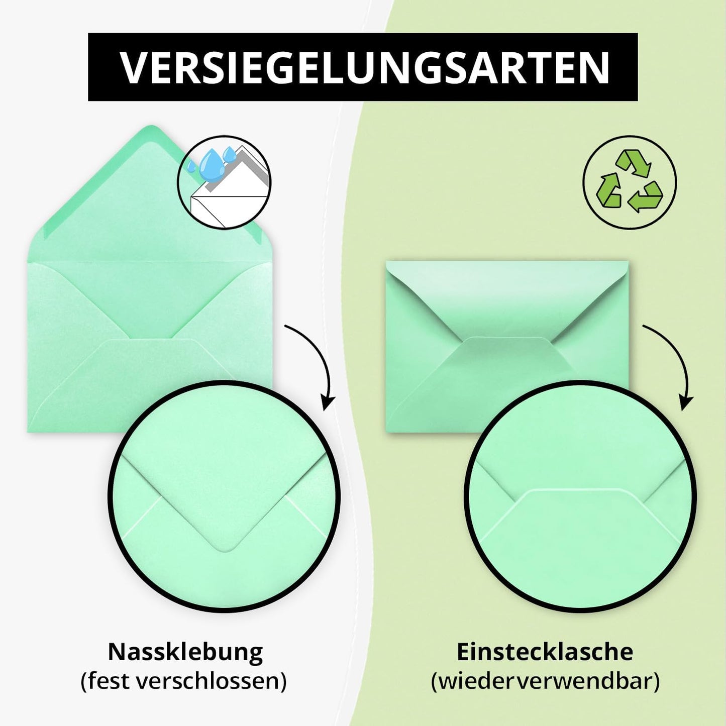Briefumschläge DIN C6 (150 Stück), 150 Umschläge 55-Mintgrün