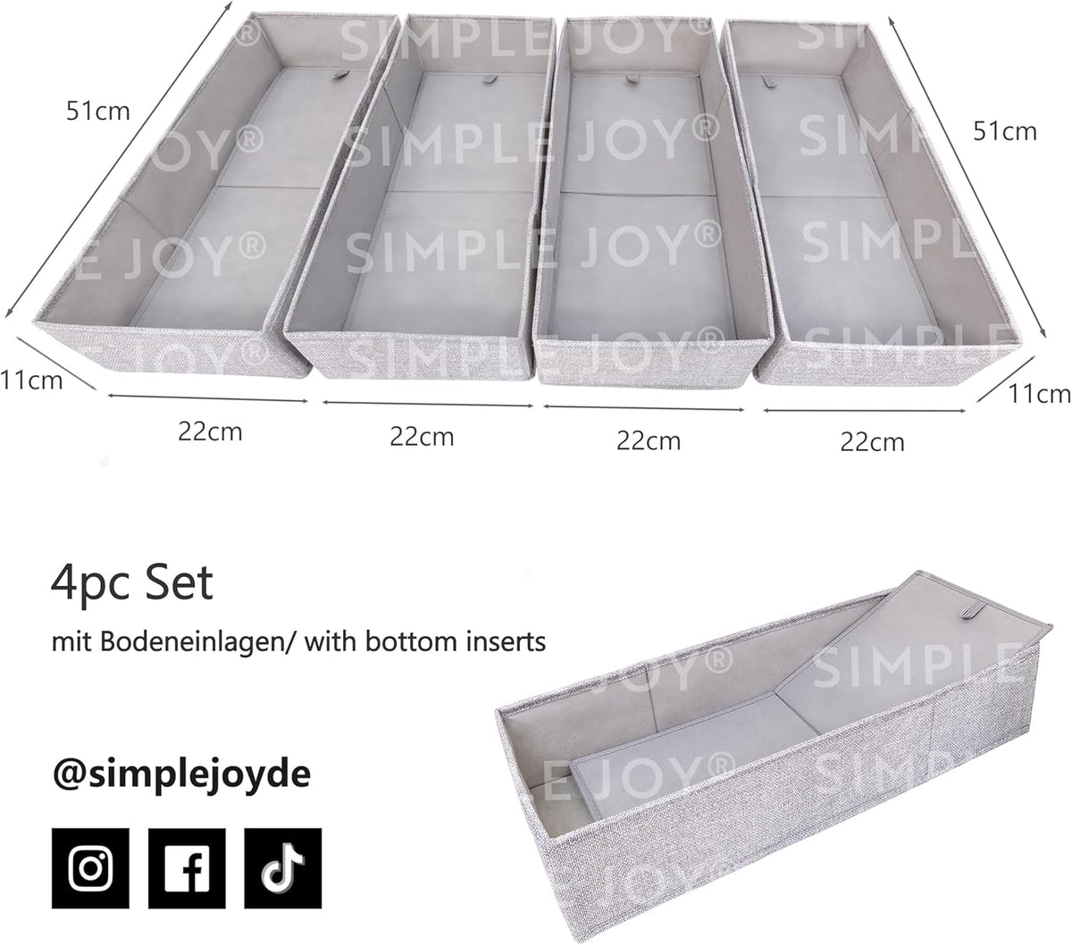 4er Set FileFolding Boxen für IKEA Pax Kleiderschrank, PAX100 FileFolding
