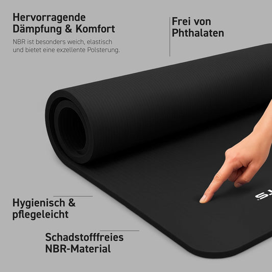 Gymnastikmatte Premium mit Tragegurt und Übungsposter