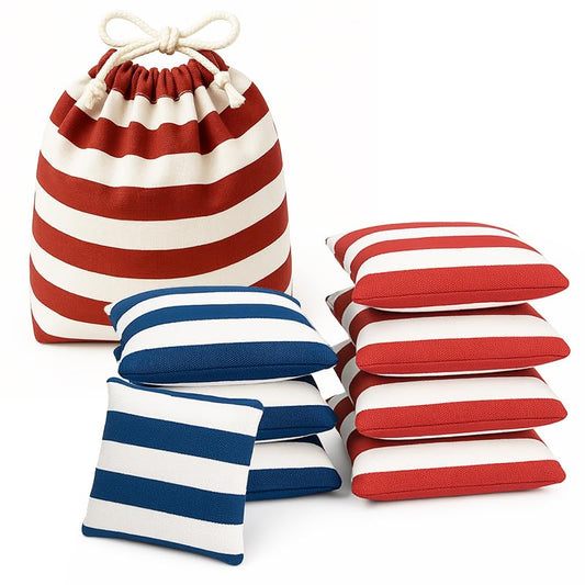 Cornhole Säckchen, Cornhole Tasche - Blaue und Rote gestreift