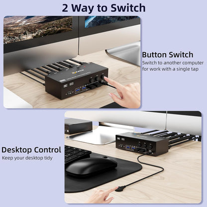 KVM Switch für 3 PCs und 3 Monitore, 8K@60Hz, 3×3 8K HDMI+Displayport Kvm Switch