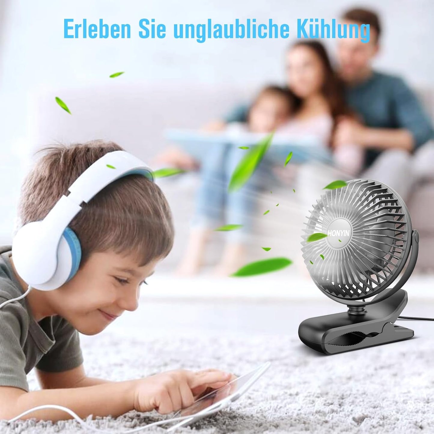 Mini-Ventilator mit Clip, Schwarz
