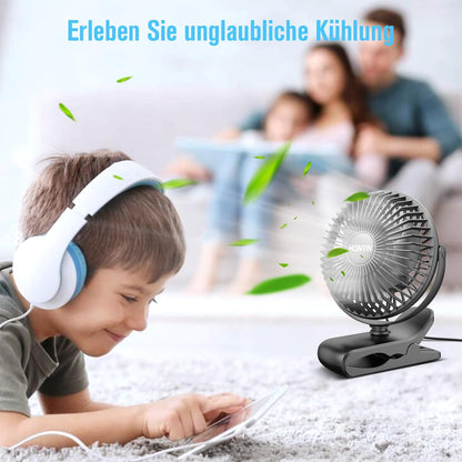 Mini-Ventilator mit Clip, Schwarz
