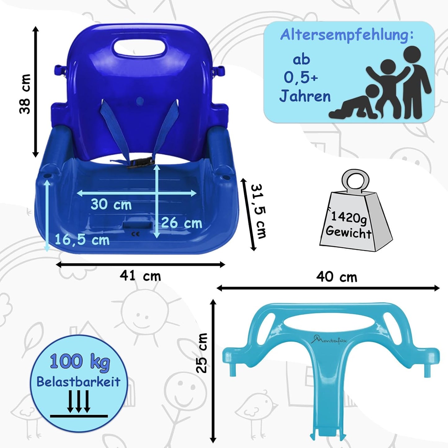 3-in-1 Kinderschaukel mit Anschnallgurt, Blau