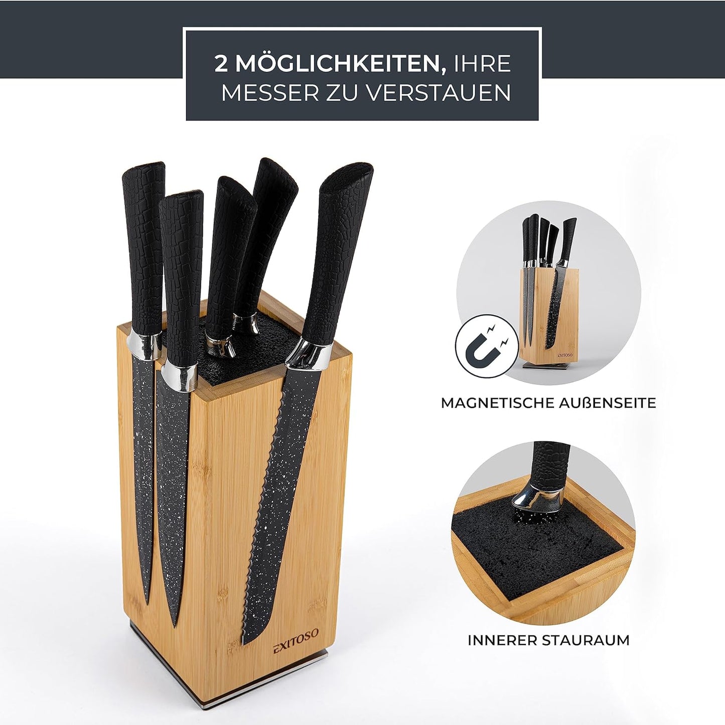 Drehbarer Messerblock, Messerblock Bambus