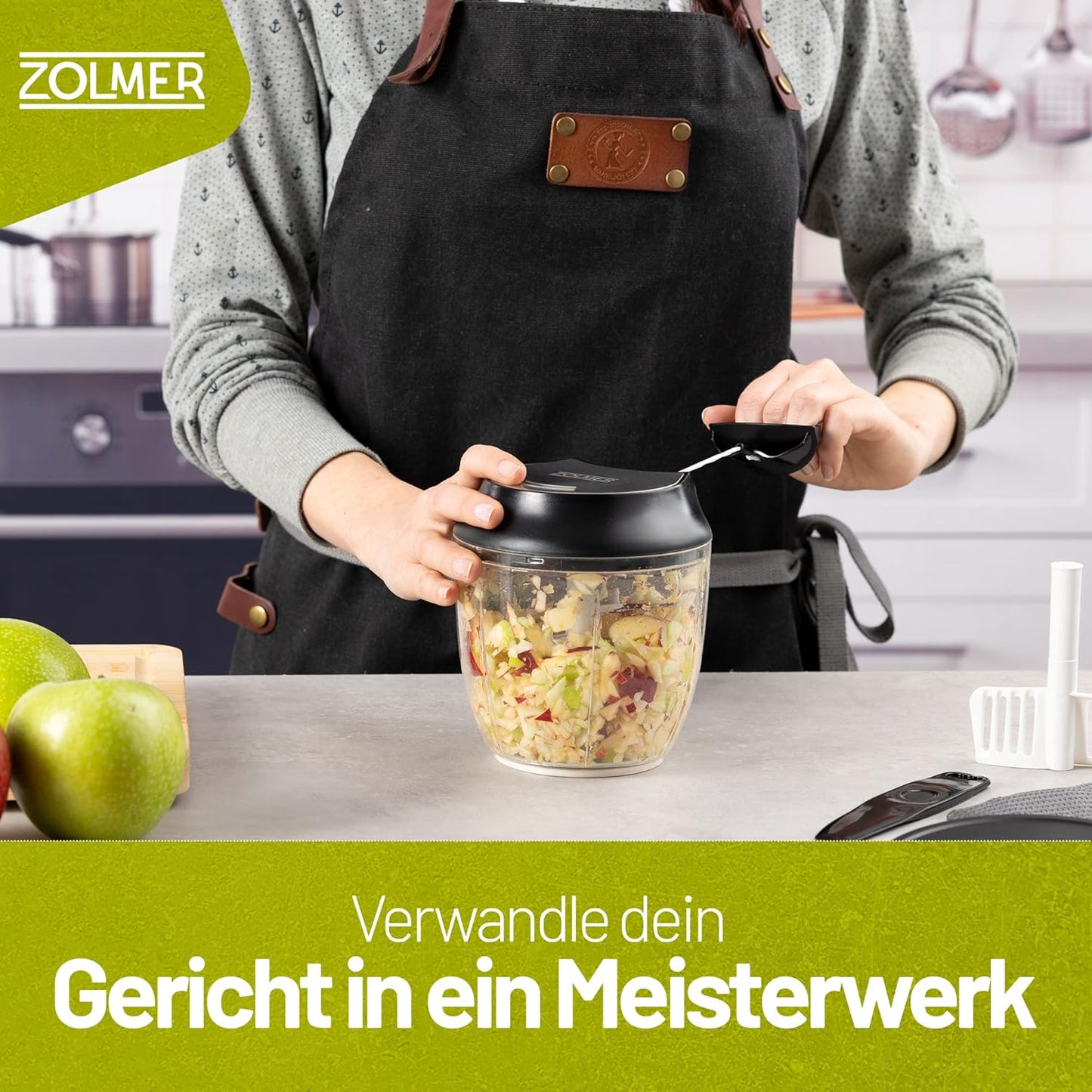 Manueller Zwiebelschneider mit Seilzug, Zwiebelschneider 940 Ml
