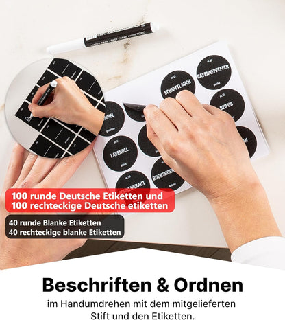 Gewürzgläser-Set mit Schubladeneinsatz, 24 Stk, aus Teilen, Schwarz, Deckel Edelstahl