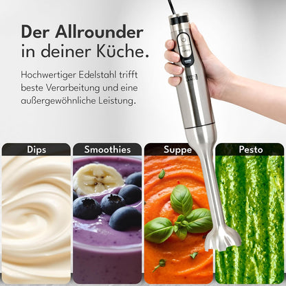 Stabmixer mit Messbecher & Spritzschutz, Stabmixer + Messbecher - 1200W