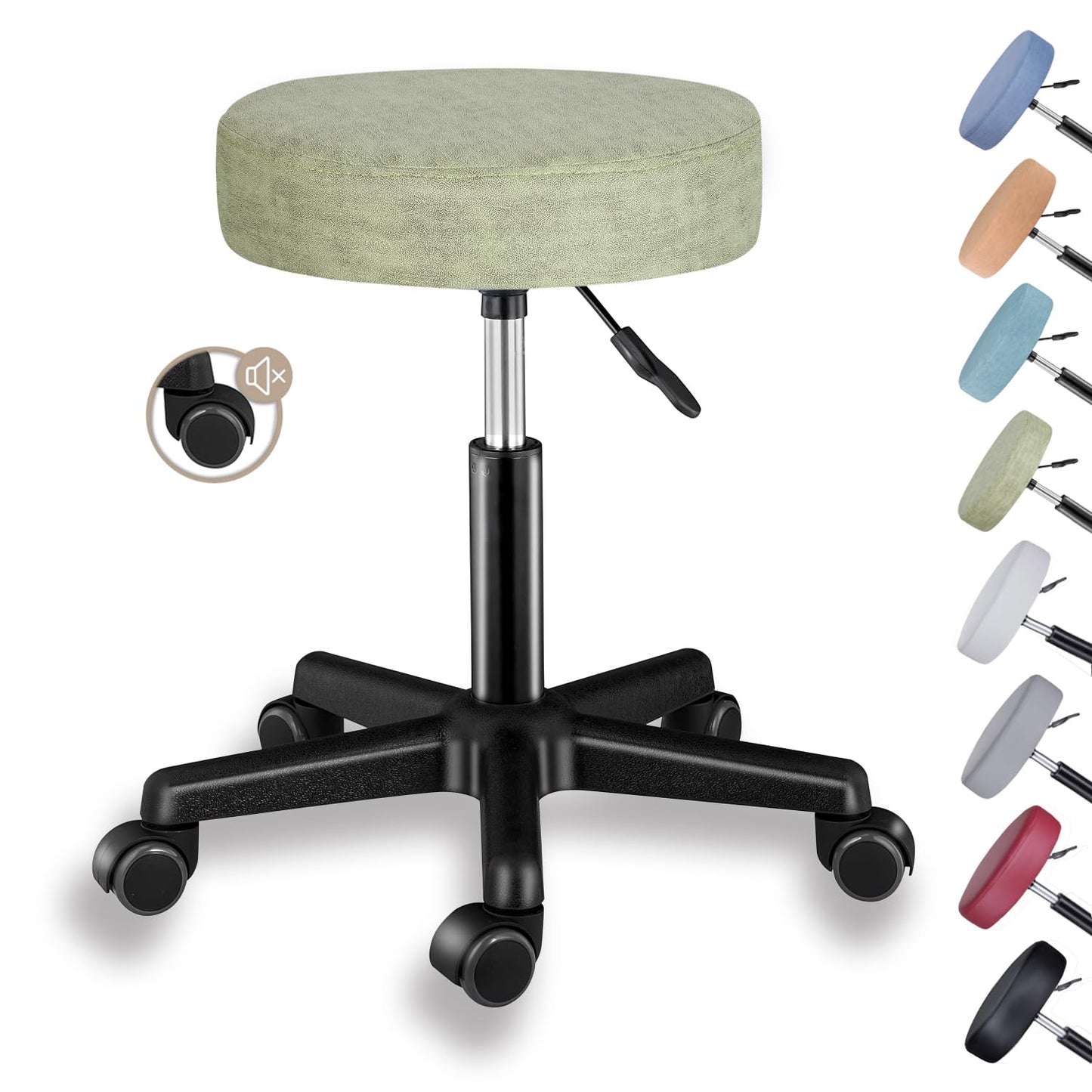 Rollhocker höhenverstellbar, 360° drehbar, ergonomisch, Grün