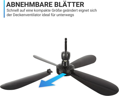 Mobiler Deckenventilator, Schwarz
