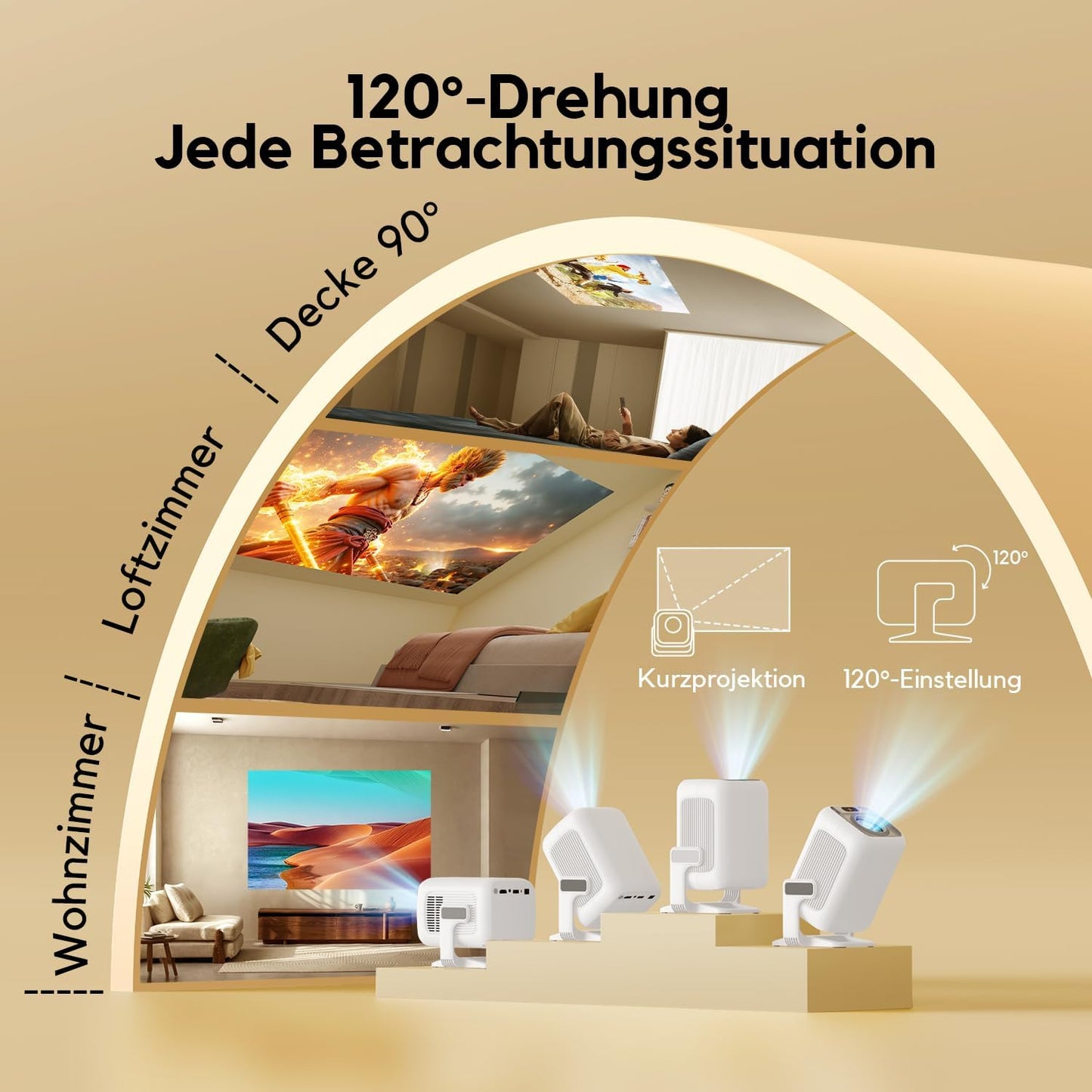 Full HD LED-Heimkino-Beamer mit WiFi & Bluetooth
