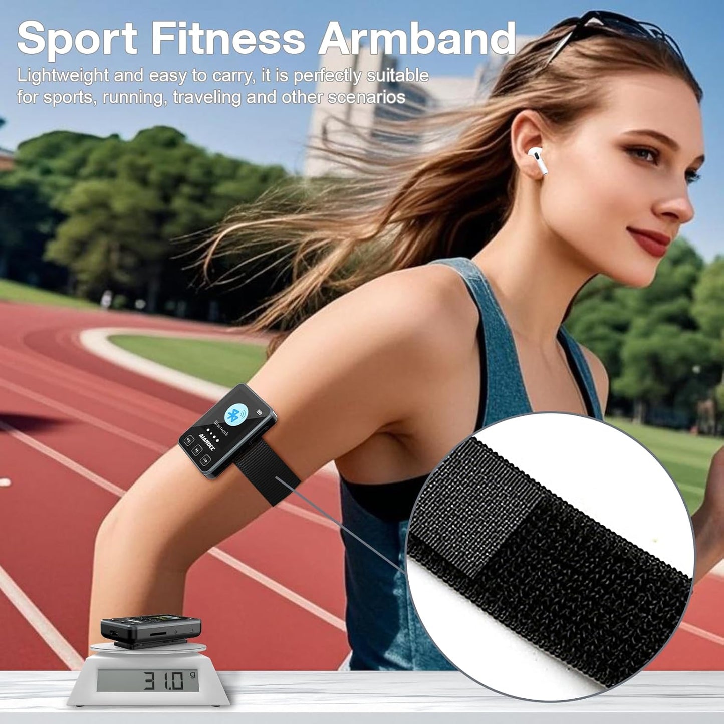 MP3 Player mit Sport Clip & Armband, Schwarz