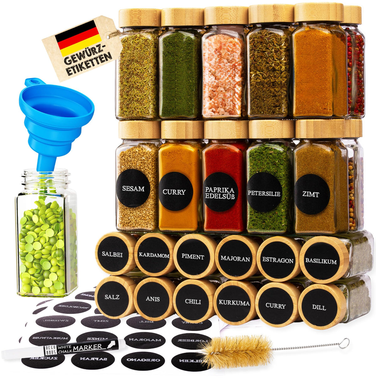 Gewürzgläser-Set mit Schraubkappe, 36 Set