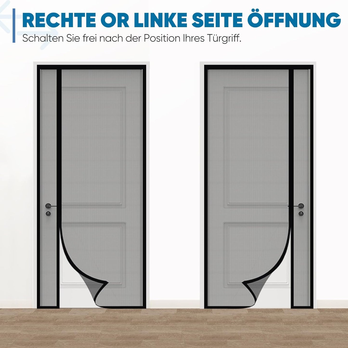 Fliegengitter ohne Bohren, 90x220 cm, 90x220cm Schwarz