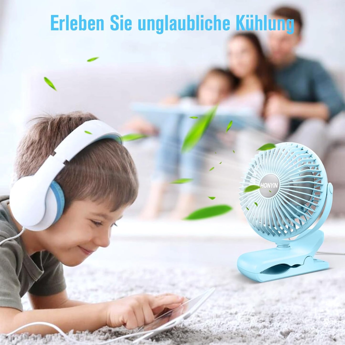 Mini Ventilator mit Clip, Blau