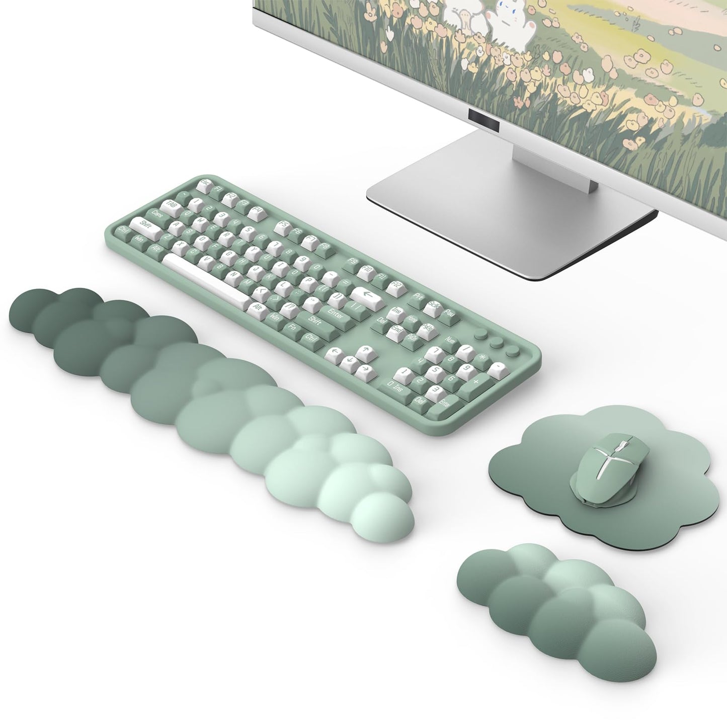 Ergonomisches Handgelenkauflagen-Set für Tastatur & Maus, Grün