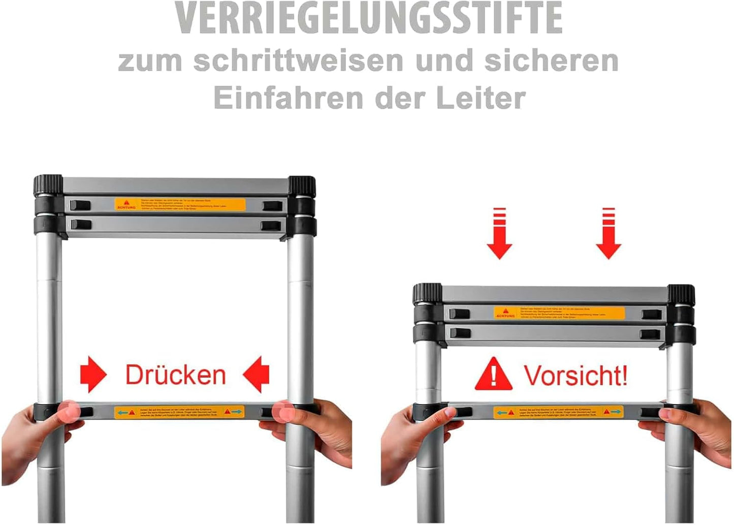 Teleskopleiter, ausziehbar, 11 Stufen, 3,2 Meter