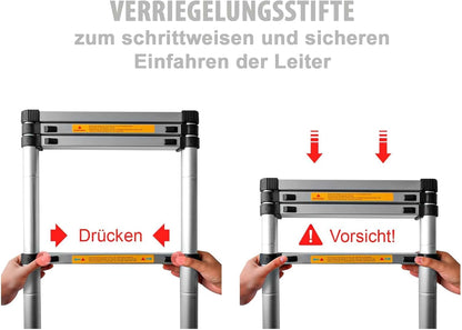 Teleskopleiter, ausziehbar, 11 Stufen, 3,2 Meter