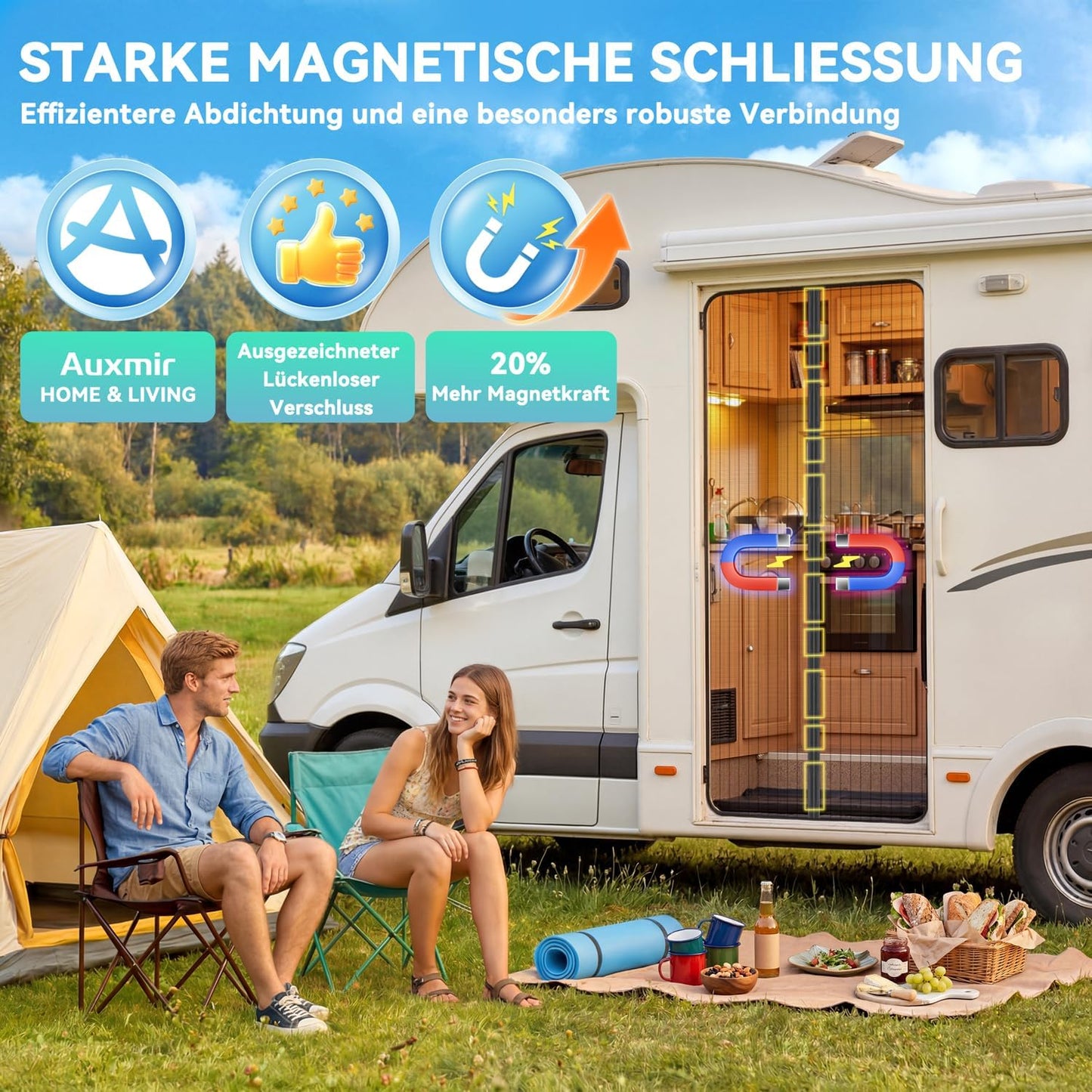 Magnet-Insektenschutz für Balkontür 110x220cm, 110x220cm Schwarz