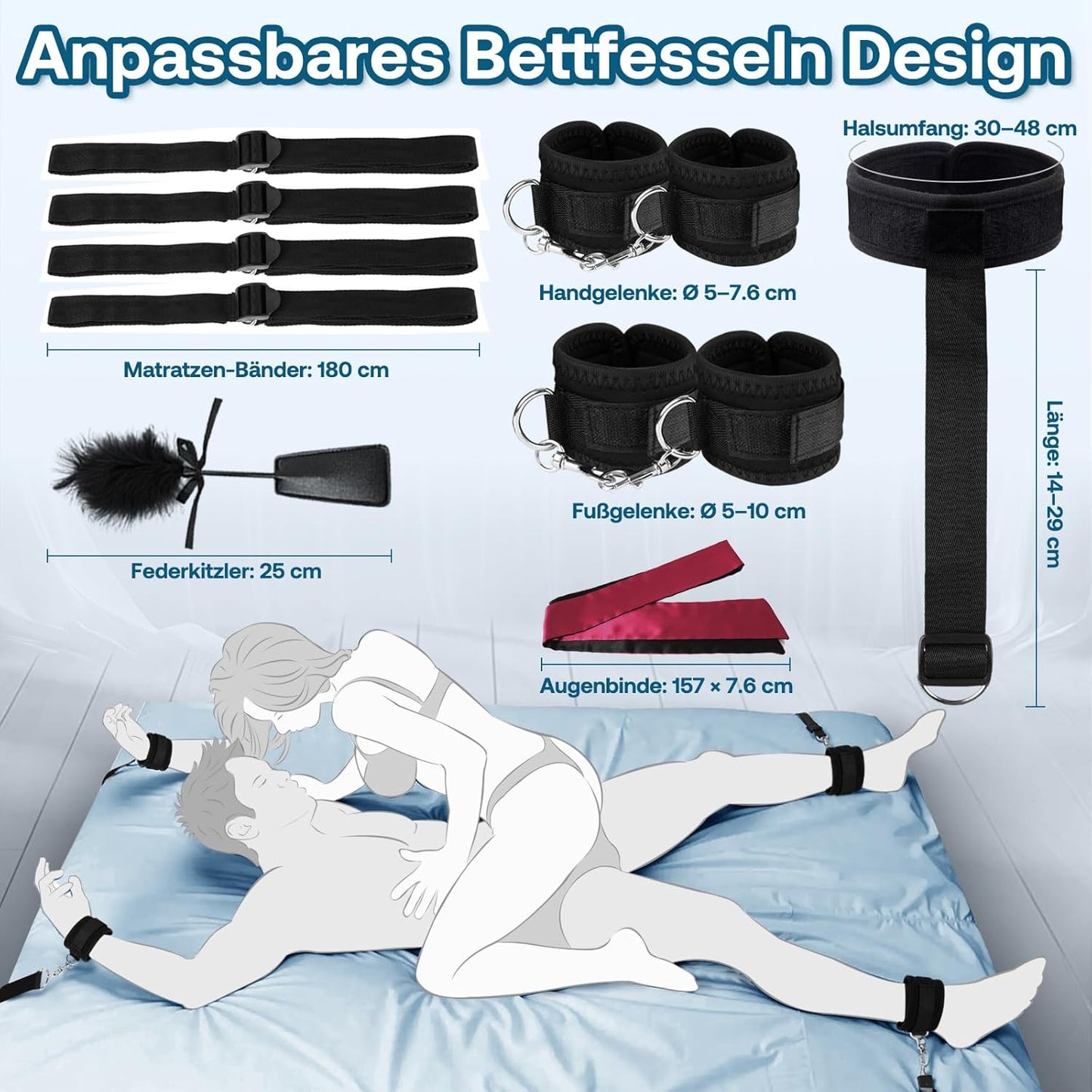 Anfängerfreundliches Bettfessel Bondage-Set, Black