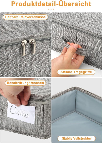 Faltbare Unterbett-Aufbewahrungsbox mit Deckel, Grau-1 10cm