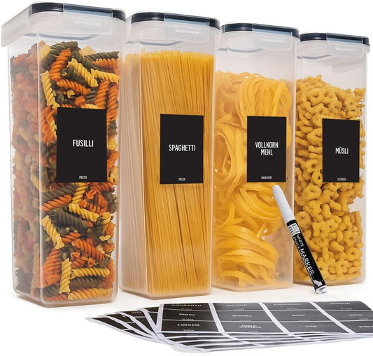 4-teiliges Vorratsdosen-Set, 4 Set Schwarz
