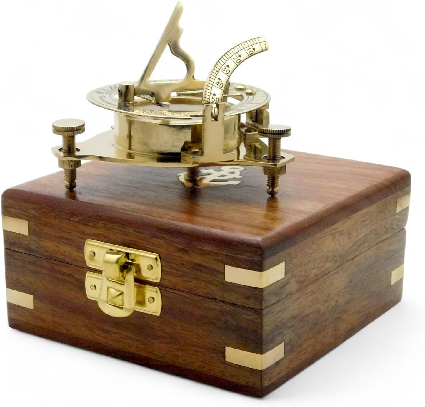 Traditioneller Sonnenuhr-Kompass mit Holzbox
