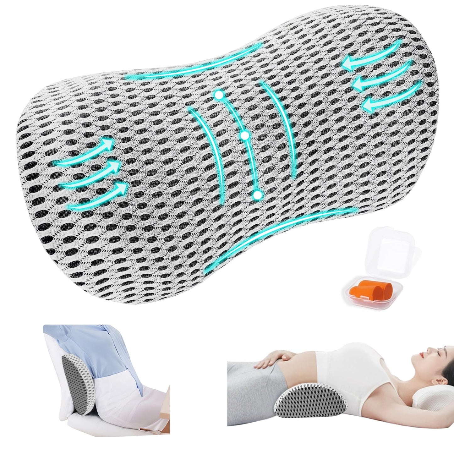 Ergonomisches Lendenstützkissen aus Memory-Schaum, Grau