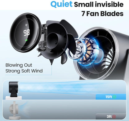 Wiederaufladbarer Mini-Ventilator mit 100 Geschwindigkeiten, Blau Schwarz