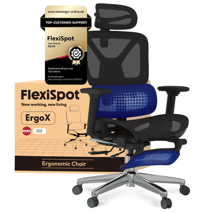 Ergonomischer Bürostuhl mit Fussstütze, 3D-Funktionen, Schwarz(mit Fussstütze) Lite