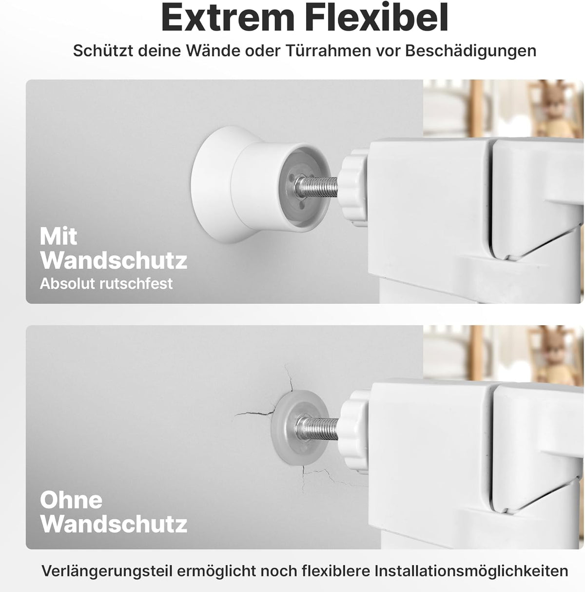 Wandschutzpads für Tür- und Treppengitter, Wandschutzpads