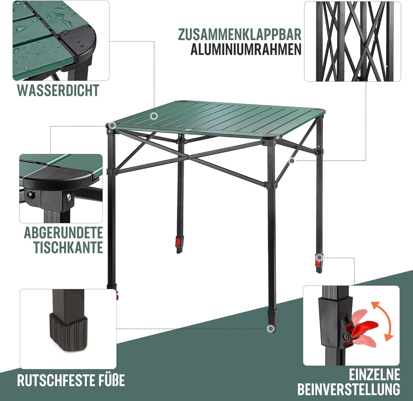 Klapptisch aus Aluminium mit Tragetasche, Large