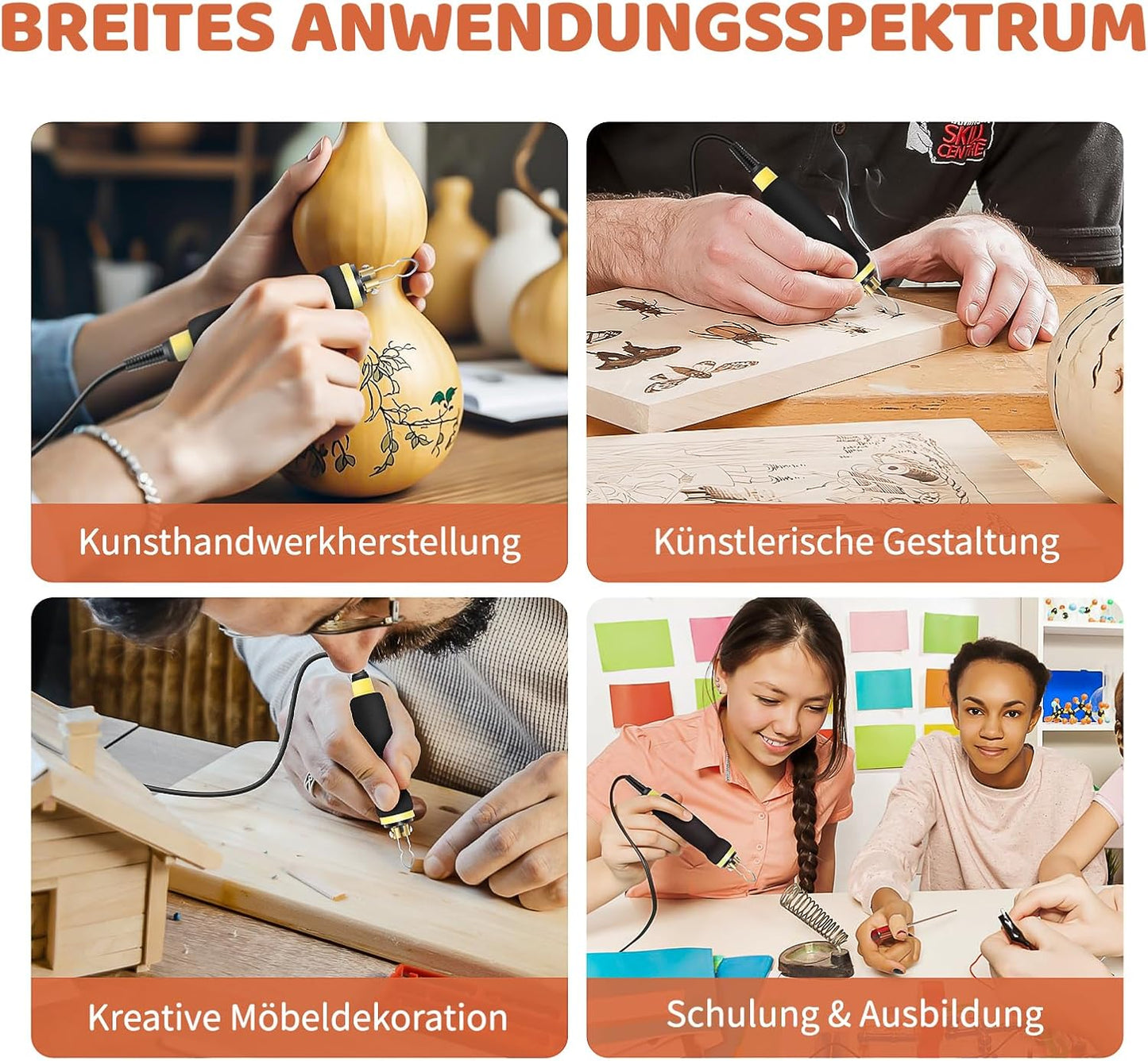 Pyrographie-Set mit LCD-Display und 21 Spitzen, Doppel-pyrographie-stifte