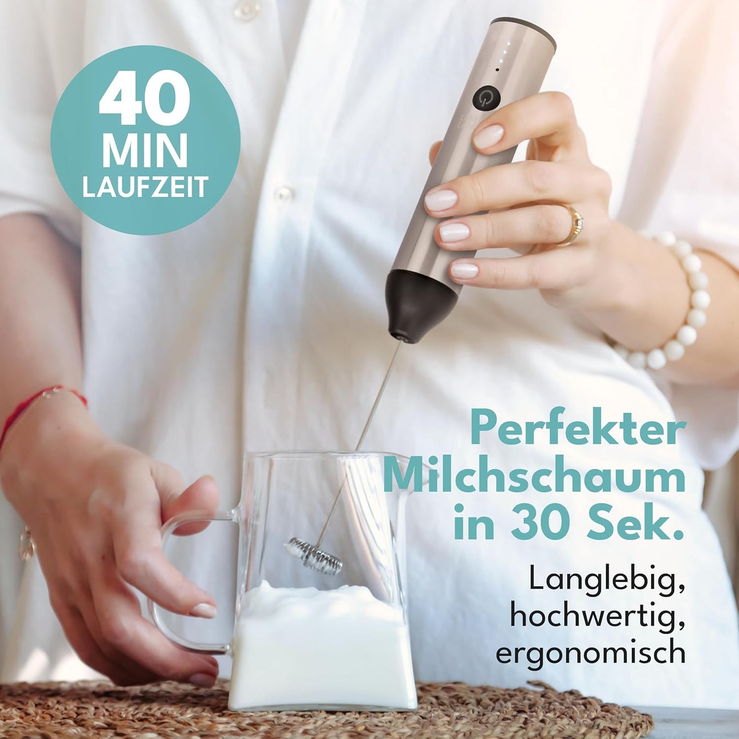 Elektrischer Milchaufschäumer mit USB-Anschluss