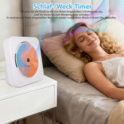 Tragbarer Bluetooth-CD-Player mit HiFi-Lautsprechern, Weiß