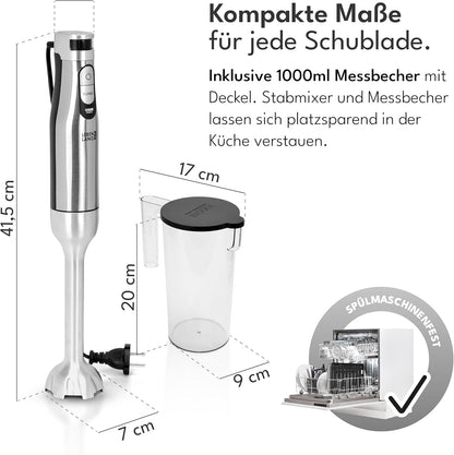 Stabmixer mit Messbecher & Spritzschutz, Stabmixer + Messbecher - 1200W