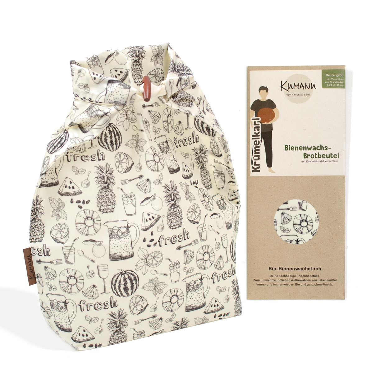 Bienenwachstuch Brotbeutel Krümelkarl, Fresh