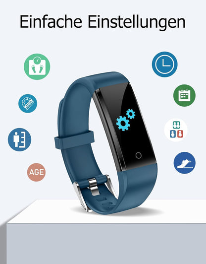 Schrittzähler Fitnessuhr ohne Handy-Anbindung, Blau