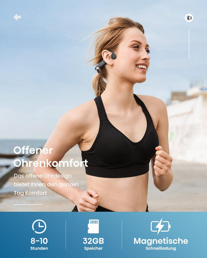 Knochenschall Bluetooth-Kopfhörer, Tinte Schwarz