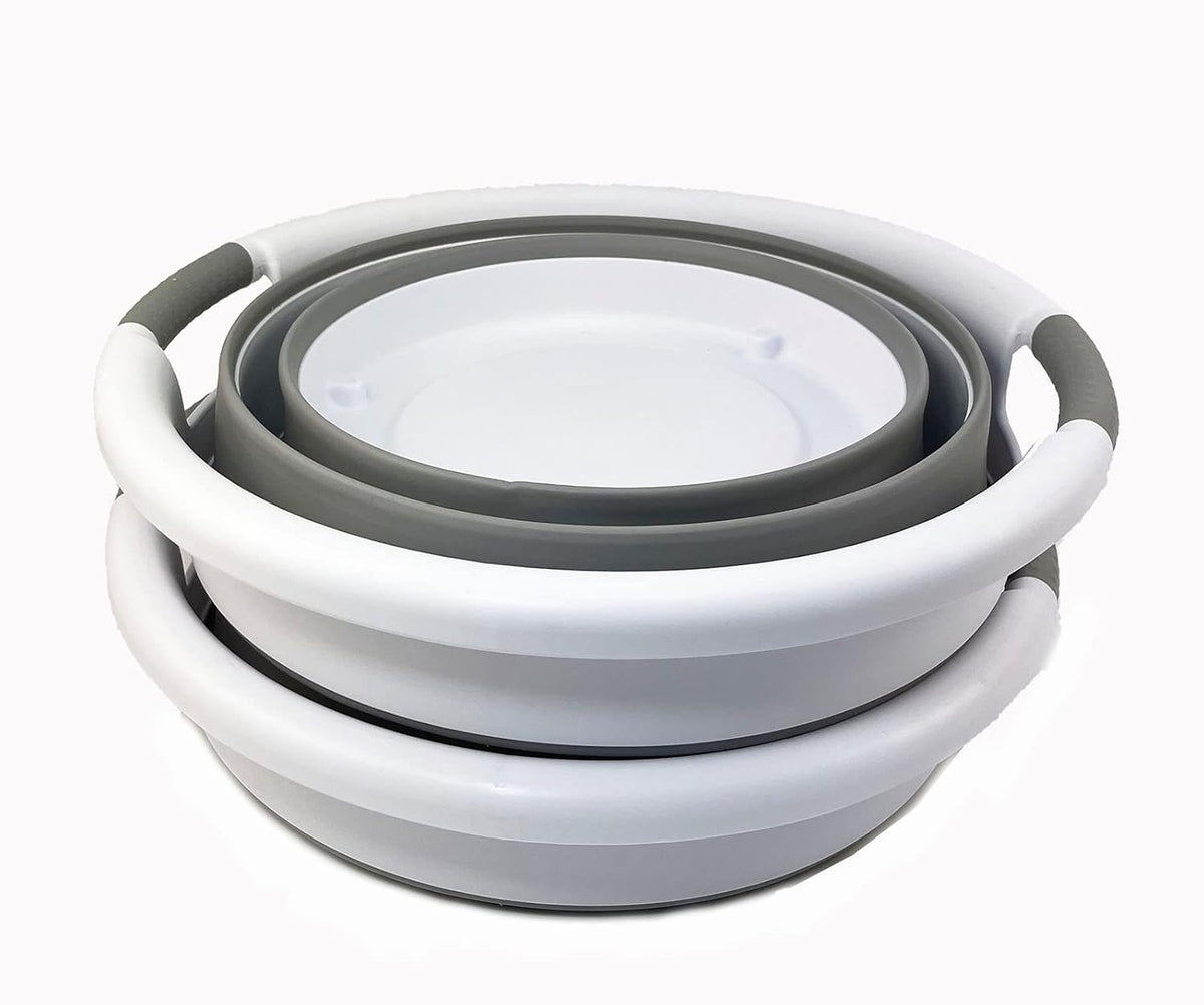 Faltbares Wäschekorb-Set mit Rädern, Grau (2er-set)
