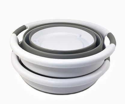 Faltbares Wäschekorb-Set mit Rädern, Grau (2er-set)