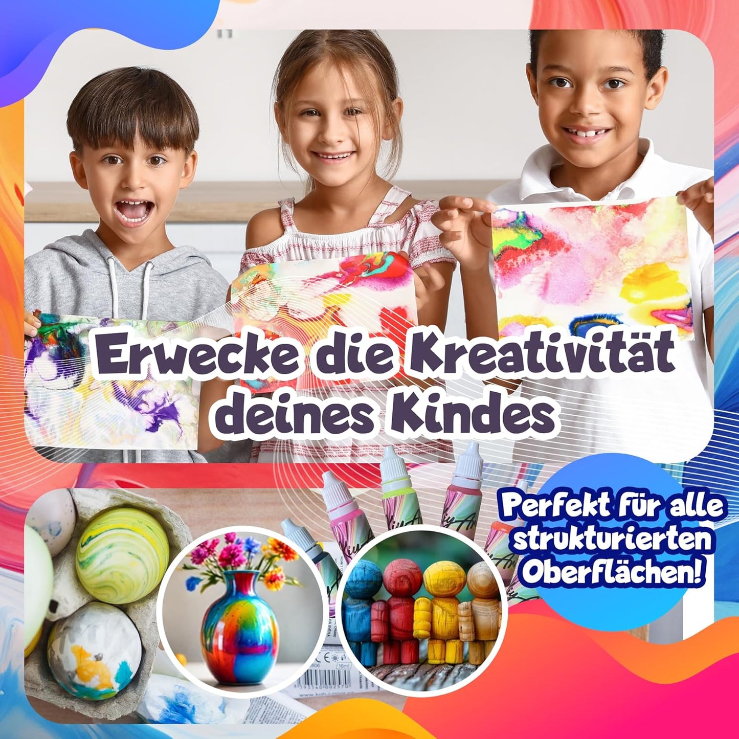 Wasser-Marmorierfarben-Set für Kinder, A4