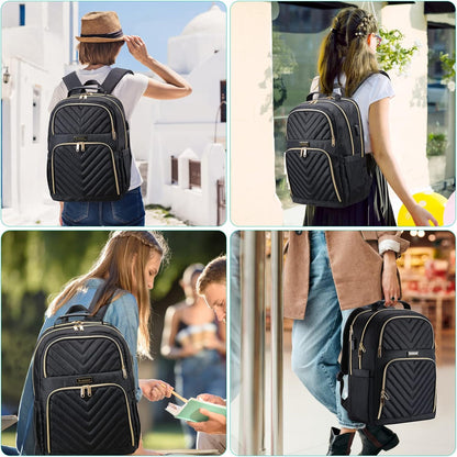 Stylischer Schulrucksack mit USB-Port, 15.6" Schwarz