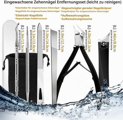6-teiliges Entfernungsset für eingewachsene Zehennägel, Schwarz