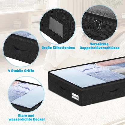 Unterbett Aufbewahrungsboxen-Set (2 Stück, faltbar), Schwarz 10 cm-2pcs