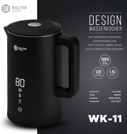 Wasserkocher mit Temperatureinstellung, A. Black, 5 Stufen, Lcd