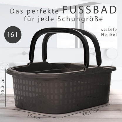 2er-Set Fusswanne mit Henkel, Anthrazit Schwarz 2 x 16L